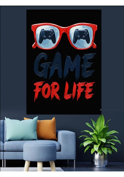 Karizma Tablo Kırmızı Gözlüklü Gamer Posteri Dekoratif Kanvas - Mdf Ahşap Tablo