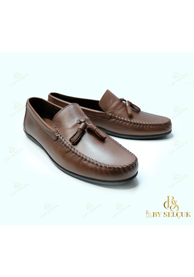 Loafer Düz Taban Deri Ayakkabı Taba