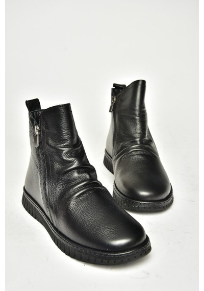 Fox Shoes T555366303 Siyah Hakiki Deri Comfort Ortopedik Taban Kadın Bot Siyah