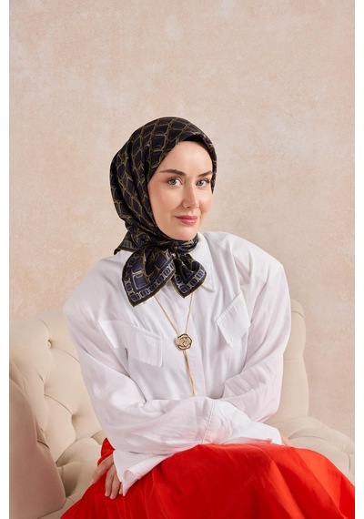 Silk Home Twill İpek Eşarp Zincir Koyu Lacivert Çok Renkli