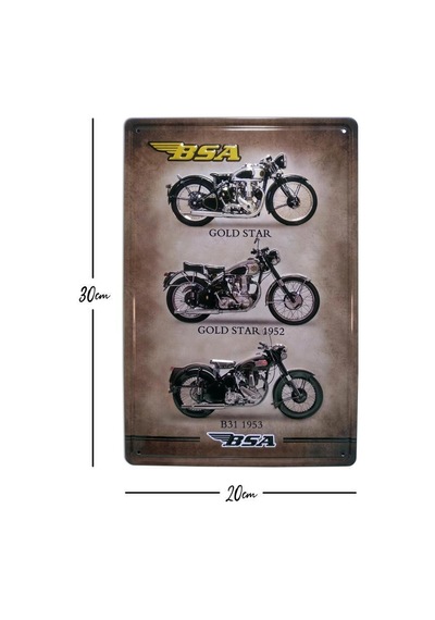 Cajuart Bsa Üç Motor Temalı 20X30 Cm Metal Plaka Metal Tablo