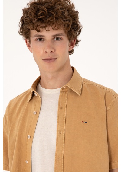 U.s. Polo Assn. Erkek Camel Gömlek Kısa Kollu 50304955-vr015 Camel