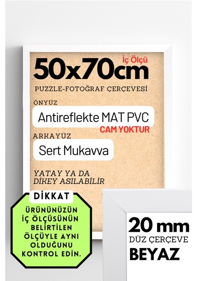 Beyaz-20mm-50x70 Cm Mat Pvc Li Camsız Fotoğraf 1000 Parça Puzzle Belge Çerçeve Yatay Dikey Asılabilme 71770365