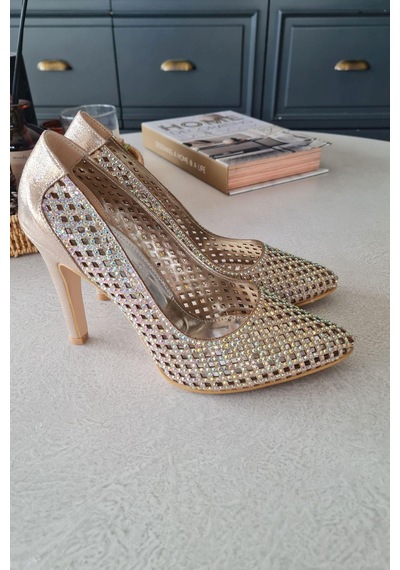 135 5399 Topukla Kadın Taşlı İnce Topuklu Stiletto Abiye Ayakkabı 001