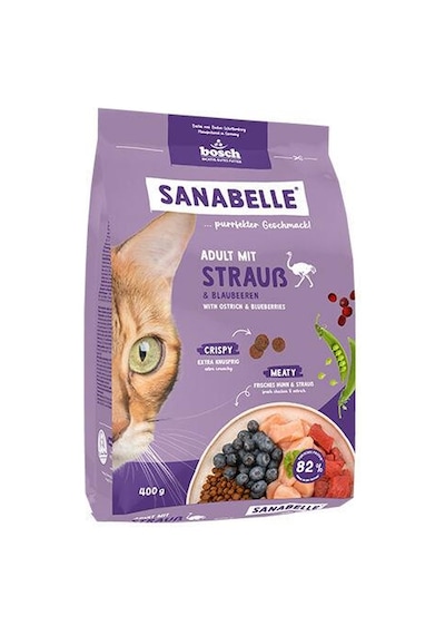Sanabelle Life Adult Devekuşlu & Yaban Mersinli Kuru Kedi Maması 400 Gr