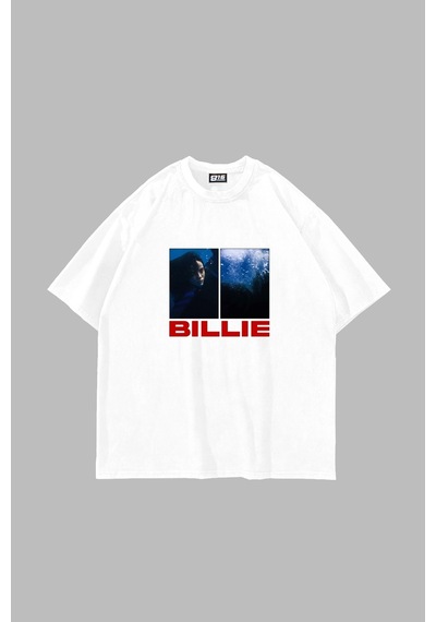 Flood Of Style Billie Eilish Baskılı Oversize Unisex Beyaz Çok Renkli