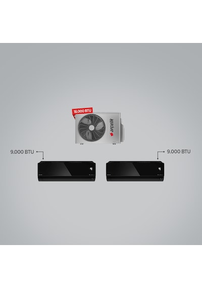 Arçelik ZM18103 MD 1+2 Multi Klima / 1 Adet 9 BTU Siyah+1 Adet 9 BTU Siyah İç Ünite / 1 Adet 18 BTU Dış Ünite