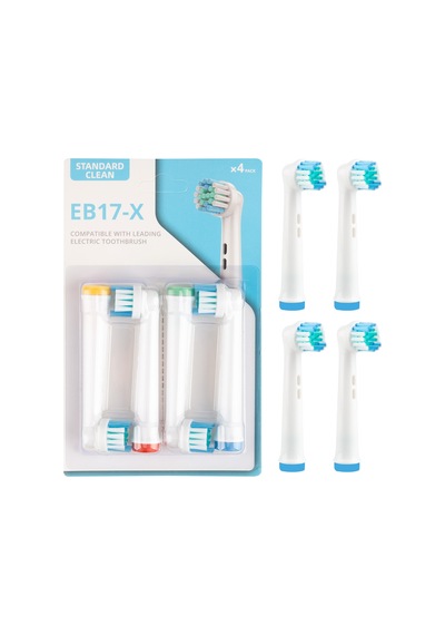 4 Adet Standard Cleaning Type Eb-17x Şarjlı Ve Pilli Diş Fırçası Uyumlu Yedek Başlık Tek Ebat