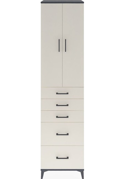 Hyperion Dolap 3 Raflı 5 Çekmeceli 2 Kapaklı 60x44x243 Antras... Antrasit