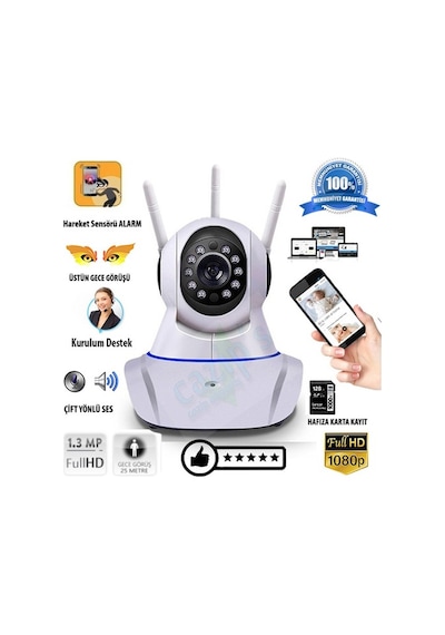Gece Görüşlü HD 360 Derece WIFI İp Kamera Güvenlik Kamera 32 GB