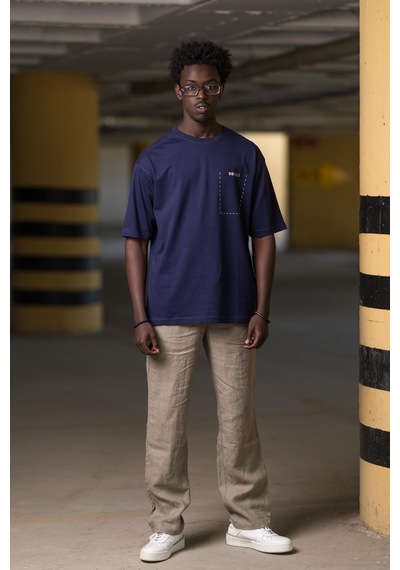 Bisiklet Yaka  Arkası Baskılı Oversize Geniş Model T-shirt 001