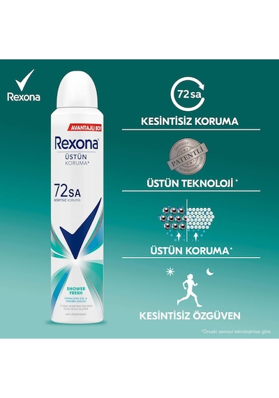 Rexona Kadın Sprey Deodorant Shower Fresh 72 Saat Kesintisiz Üstün Koruma 200 Ml