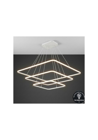 Atlas Beyaz Kasa Modern Led Avize Beyaz Tek Renk Salon, Yatak Odası Ve Oturma Odası İçin