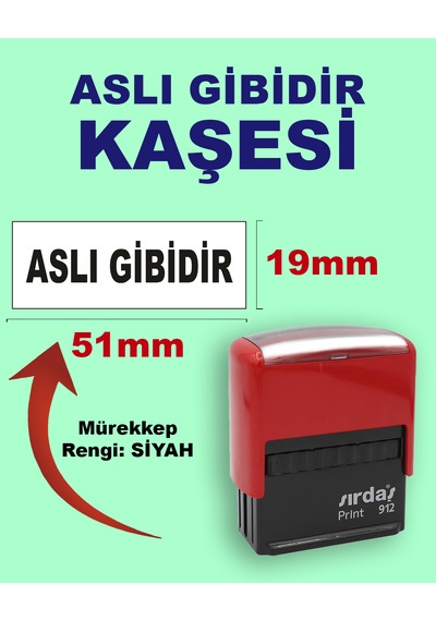 Aslı Gibidir Kaşesi, 912 19mm 51mm Siyah Keçeli Otomatik Kaşe
