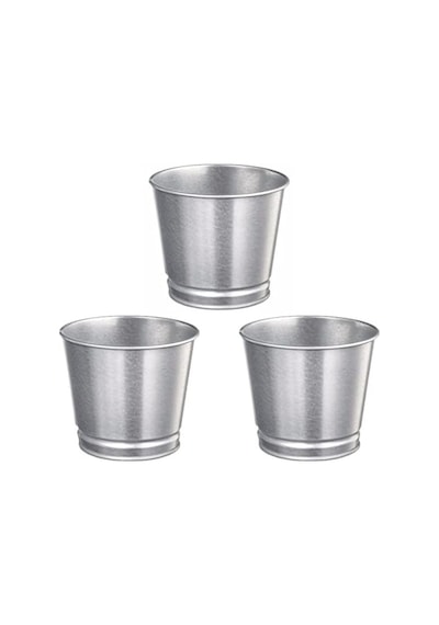 Paslanmaz Çelik Bitki Saksısı, 3 Adet, Boyanabilir, 9 Cm Çapında