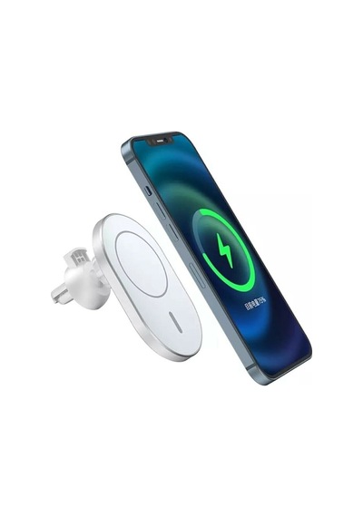 Ms 15w Magsafe Iphone 13 Uyumlu Magnetic 15w Wireless Charging Car Araç Telefon Tutucu Hızlı Şarj Beyaz