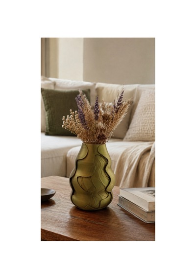 Renk Geçişli Bakır & Yeşil Tonlu Modern Dekoratif Vazo Premium Tasarım/küçük Boy 10 X 11 Haki Haki