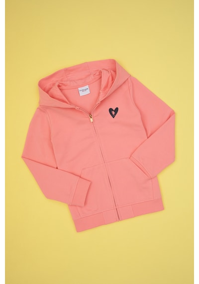 U.S. Polo Assn. Kız Çocuk Neon Pembe Kapüşonlu Fermuarlı Sweatshirt 50316873-VR105