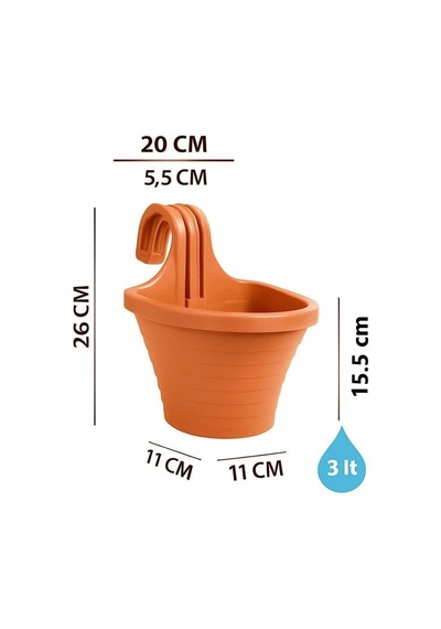 Omnipazar So-tom3 Tombik Askılı Balkon Saksı 3 Litre No: 3 Kiremit 108