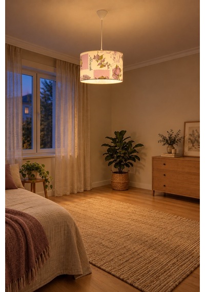 Şenay Aydınlatma Modern Silindir Kumaş Sarkıt Avize Alaçatı Tavan Lambası Salon Yatak Odası