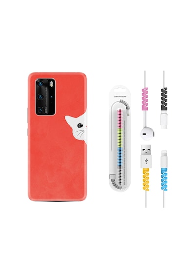 Huawei P40 Pro Kılıf Kablo Koruyuculu Kedoş 1735