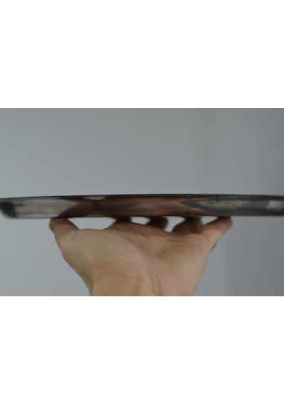 Paslanmaz Çelik Tepsi 304 Kalite Krom Parlak Yüzey, Elde Tasarlanmış Desenli Geniş Servis Ve Sunum Tepsisi 34 Cm