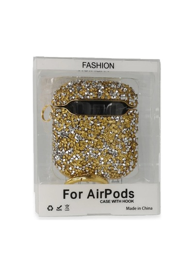 Apple Airpods 2 2.nesil Mira Taşlı Kılıf - Gold Çok Renkli