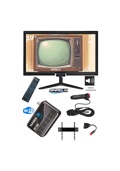 Snrelk 12v Karavan Tekne Yat Araç Uyumlu 49 Ekran Çanaklı-çanaksız Wifi Uydu Alıcılı Full Set Monitör Tv