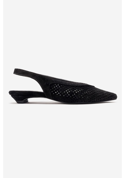 Luvi Shoes Lıeve Siyah Süet Hakiki Deri Kadın Alçak Topuklu Ayakkabı