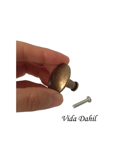 Düz Düğme Antik Sarı Kulp Mobilya Çekmece Dolap Kapak Kulbu Metal Kulp Aksesuarları Vidalı
