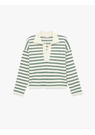 Koton Uzun Kollu Polo Yaka Çizgili Oversize Triko Kazak Yeşil Çizgili 6sak90102ht Yeşil Çizgili Koton Uzun Kollu Polo Yaka Çizgili Oversize Triko Kazak Yeşil Çizgili 6sak90102ht Yeşil Çizgili