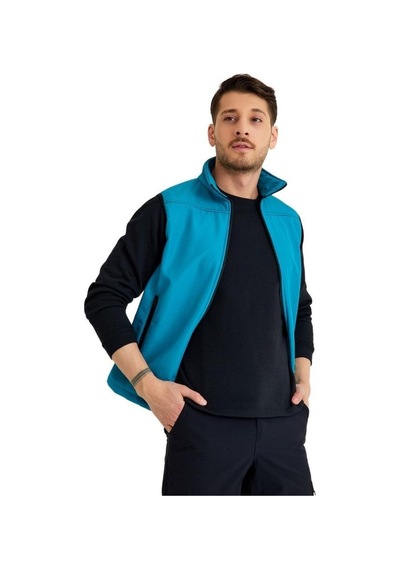 Şensel Erkek Softshell Yelek, Turkuaz 118E2209 Su Itici - Rüzgar Geçirmez 001