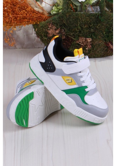 Fort Cool Prax Rahat Hafif Sneaker Erkek Çocuk Ayakkabı Beyaz-Yeşil