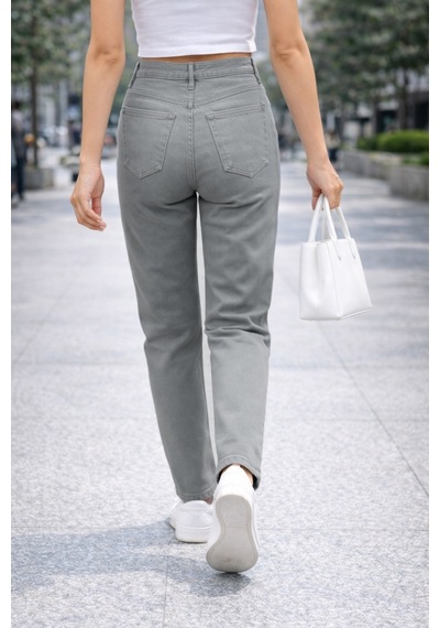 Cedy Denim Kadın Yüksek Bel Soho Boyfriend Jean C599 Taş Rengi