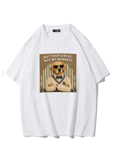 Brz Collectıon Brz Collection Unisex Oversize Not Your Circus, Not My Monkeys T-shirt Beyaz