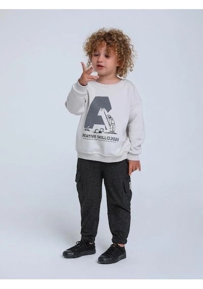 Jack Lions Erkek Bebek İnce Şardonlu Creative Yazılı Sweatshirt-14249 Gri