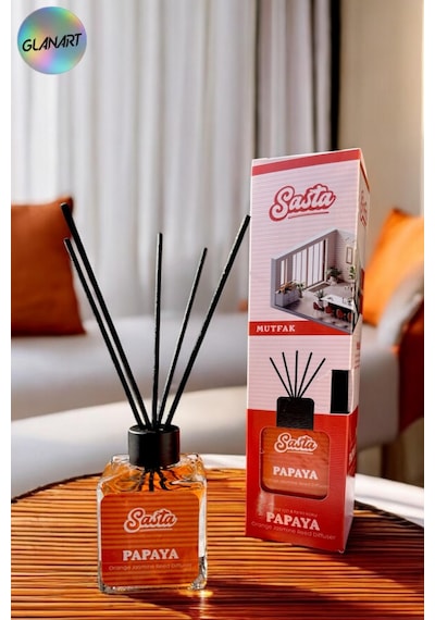 Sasta 100 Ml Saten Çubuklu Bambu Ortam Kokusu Mutfak Papaya Tropikal Meyveler