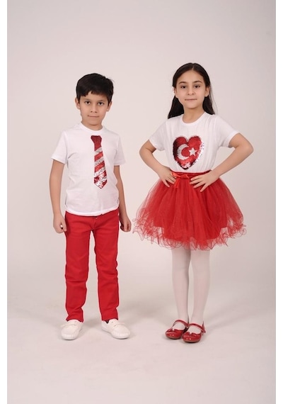 Kıravat Paletli Tişört Beyaz