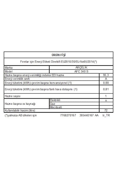 Arçelik AFC 340 S 72 LT Ankastre Fırın