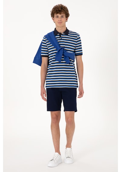 U.S. Polo Assn. Erkek Regular Fit Lacivert Polo Yaka Çizgili Tişört 50306794-VR033