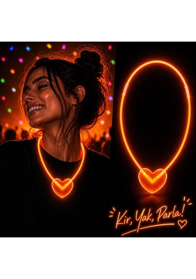Neon Işıklı Fosforlu Parti Kolyesi Turuncu Renk 91261594