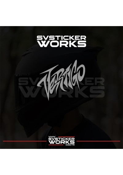Vertigo Yazılı Kask Sticker Tüm Kasklar Uyumlu Tek Yön 1 Adet Gri