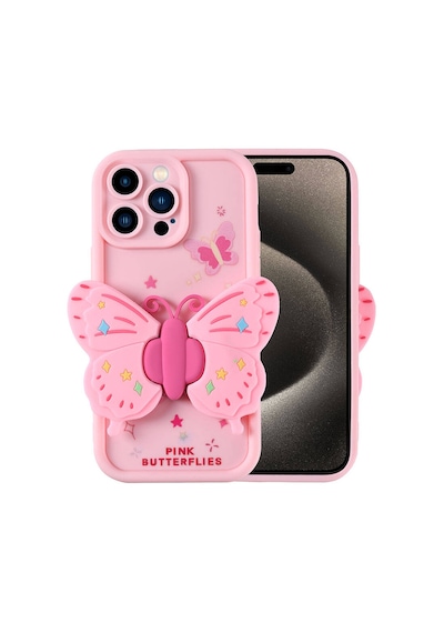 More Tr Apple Uyumlu iPhone 15 Pro Kılıf Kamera Korumalı Figür Tasarımlı Mtr Kapya Kapak-pembe Açık