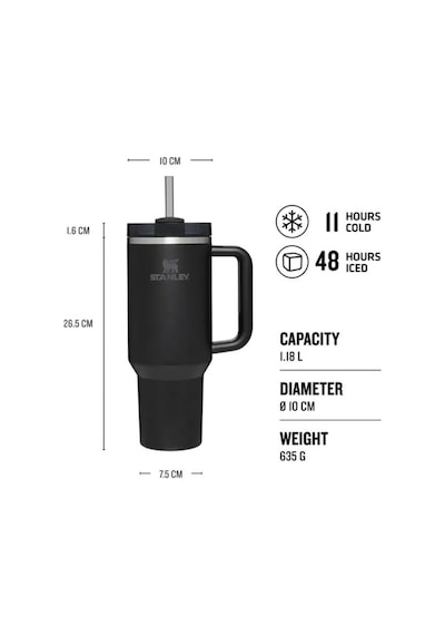 Stanley Quencher Pipetli Termos Bardak 1.18 Lt Siyah