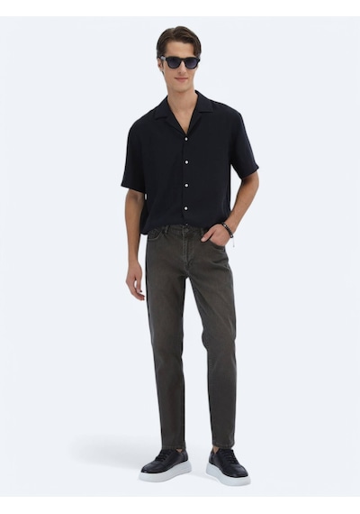 Kip Kahverengi Slim Fit Denim Pamuk Karışımlı Pantolon Kahverengi
