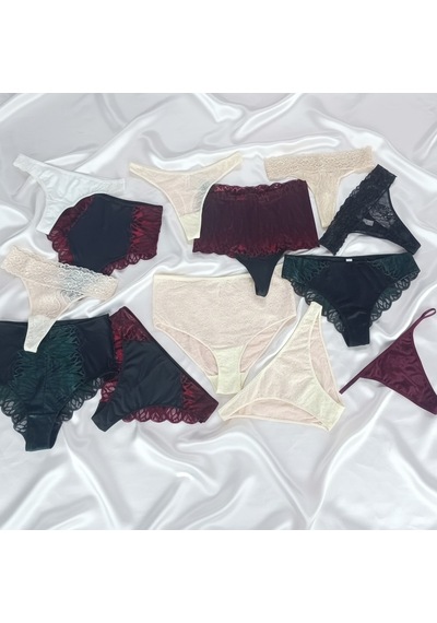 Bonbon Kadın Pamuklu 10'lu Paket Karışık Renk Hipster String Tanga Checky Brazilya Külot Bb2471 Renkli