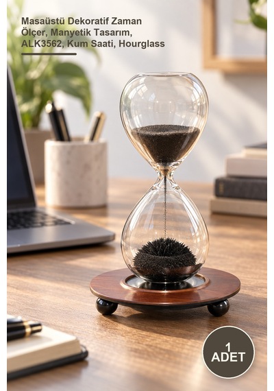 1 Adet Mıknatıslı Kumsaati Masaüstü Dekoratif Zaman Ölçer, Manyetik Tasarım, Alk3562, Kum Saati, Hourglass Diğer