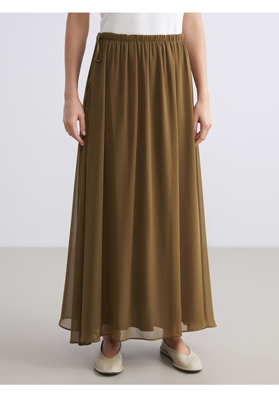 Lcw Modest Haki Beli Lastikli Kloş Etek