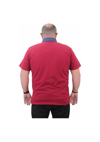 Moc Grande Mocgrande Büyük Beden Polo Kot Yaka Tişört 23420 Bordo-Bordo