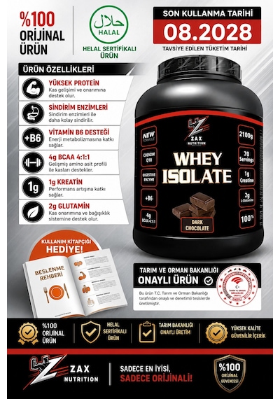 Premium Whey İzolate New Formül 2100 Helal Sertifikalı Çikolata Aromalı